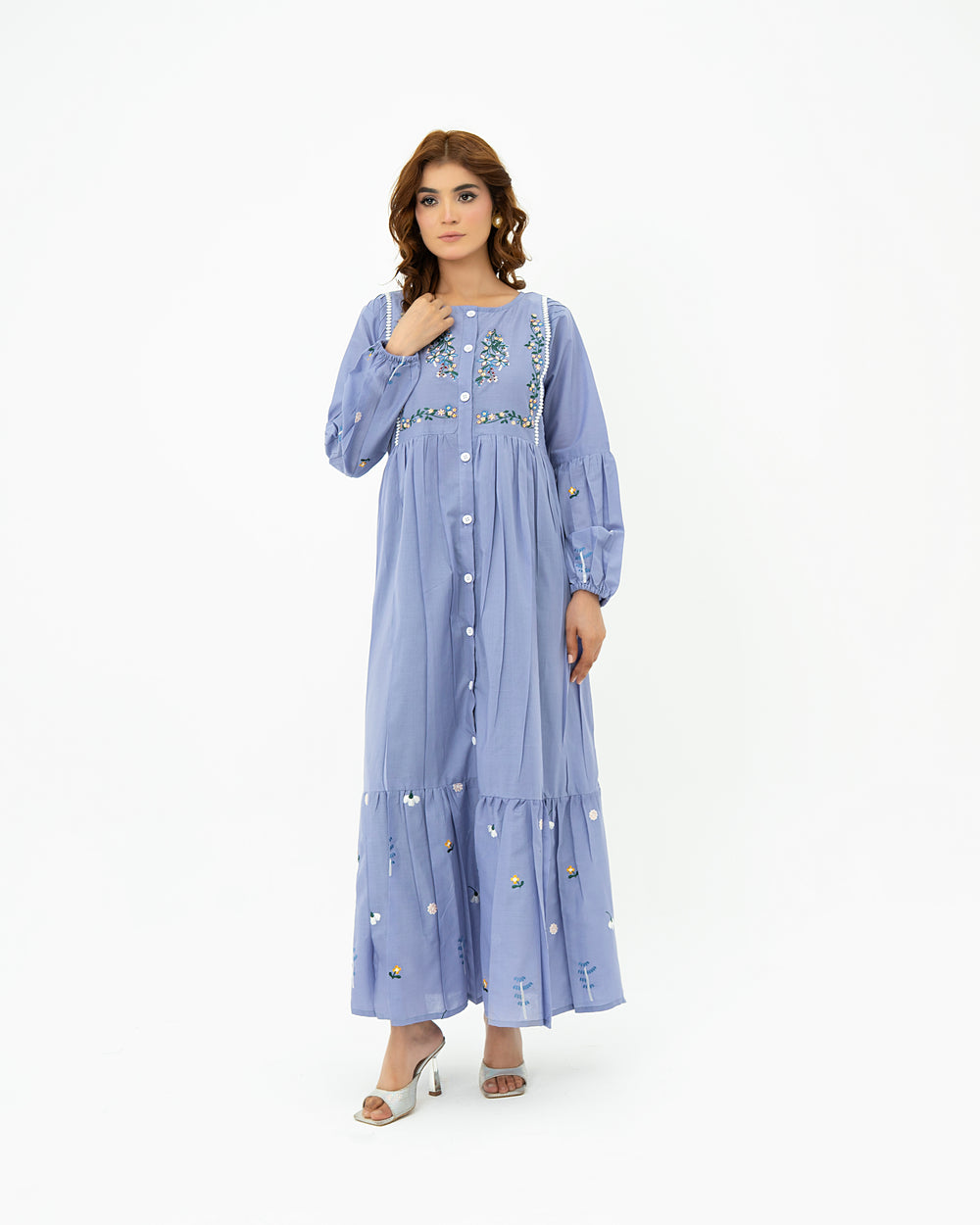 Silsila Signature Flora Gathered Embroidered Lawn Dress