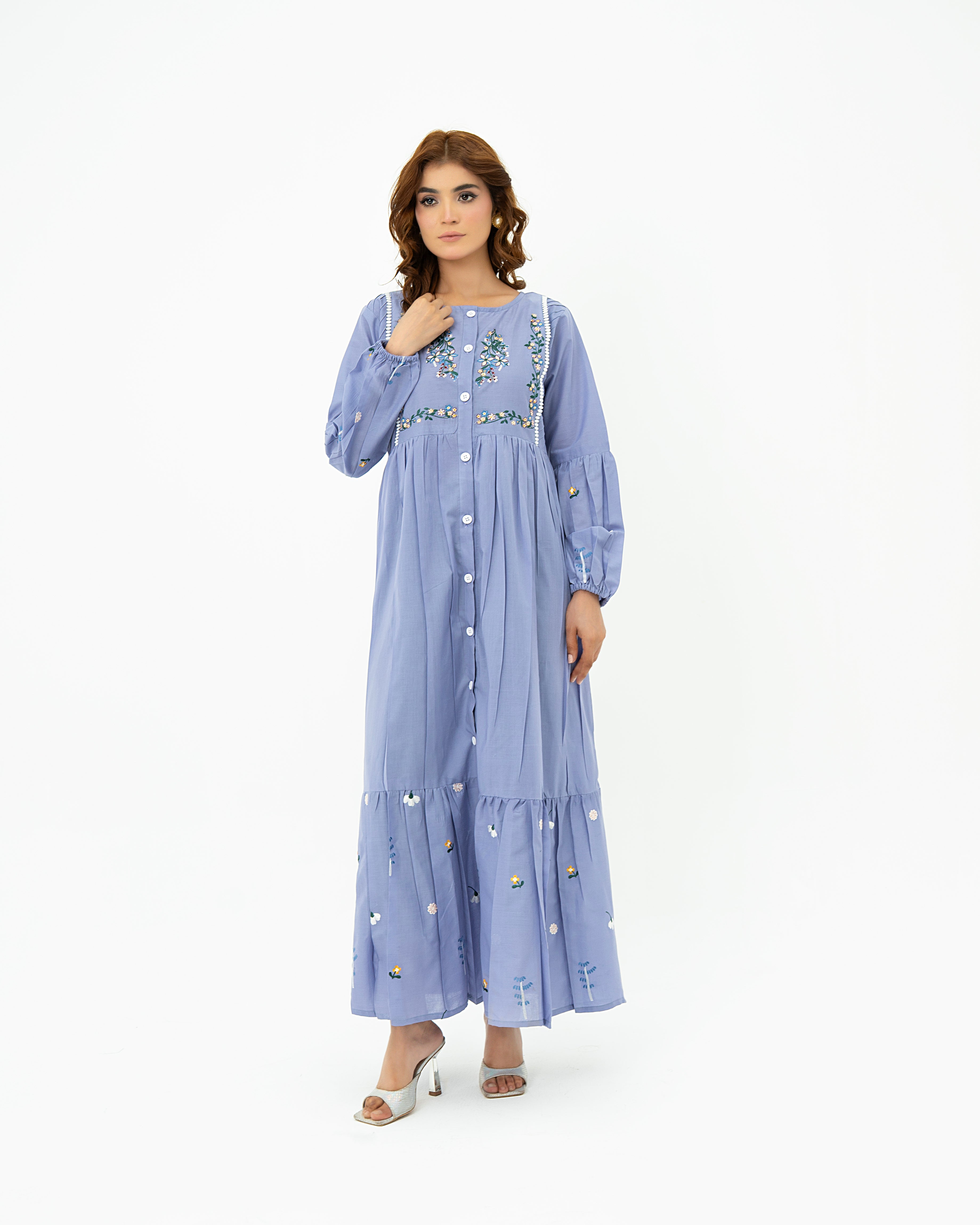 Silsila Signature Flora Gathered Embroidered Lawn Dress