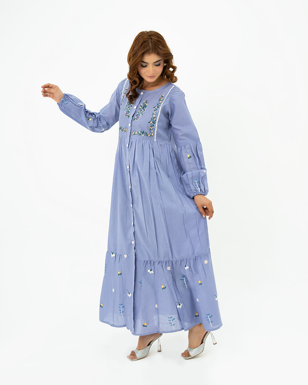 Silsila Signature Flora Gathered Embroidered Lawn Dress