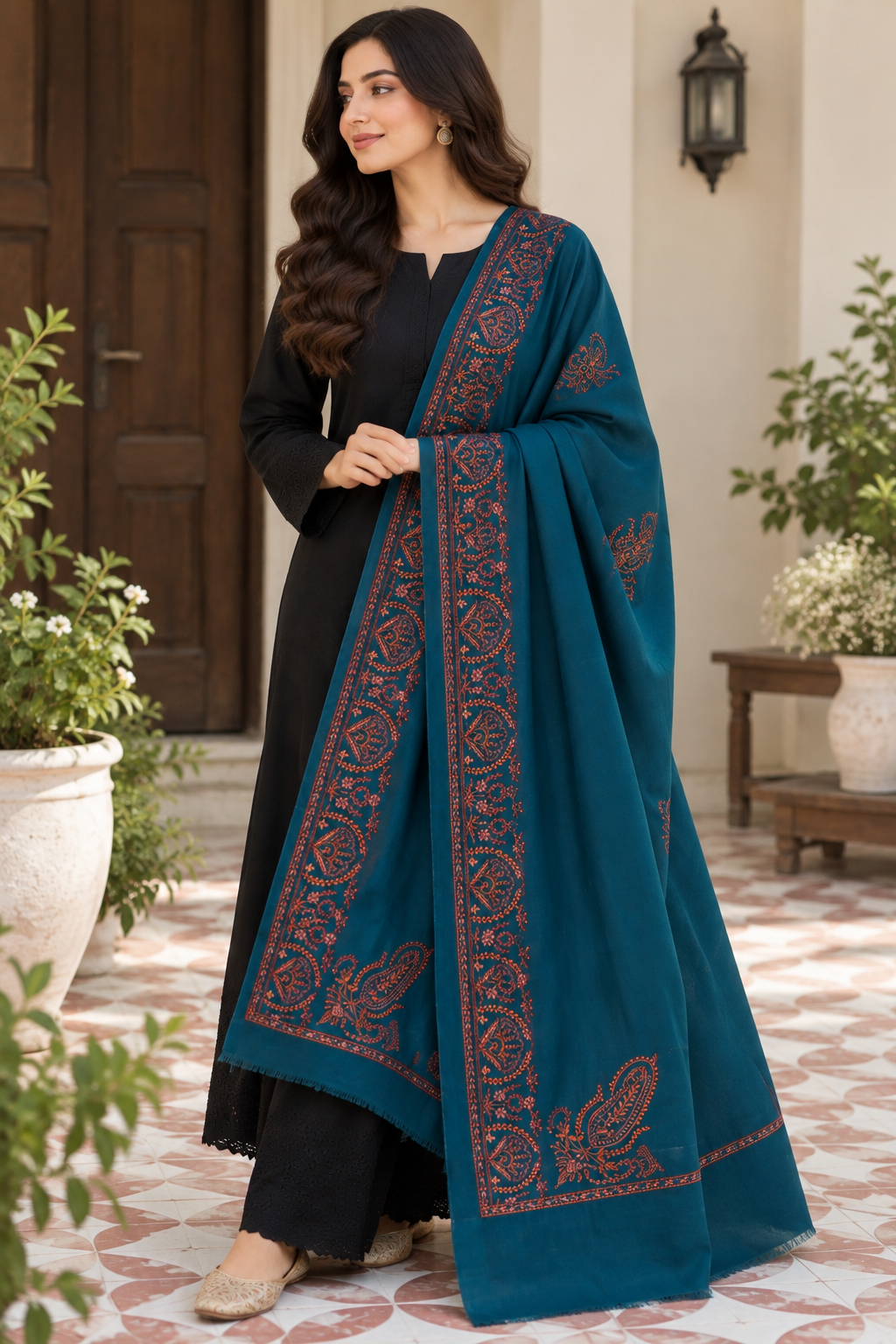 Teal Heritage Paisley Shawl