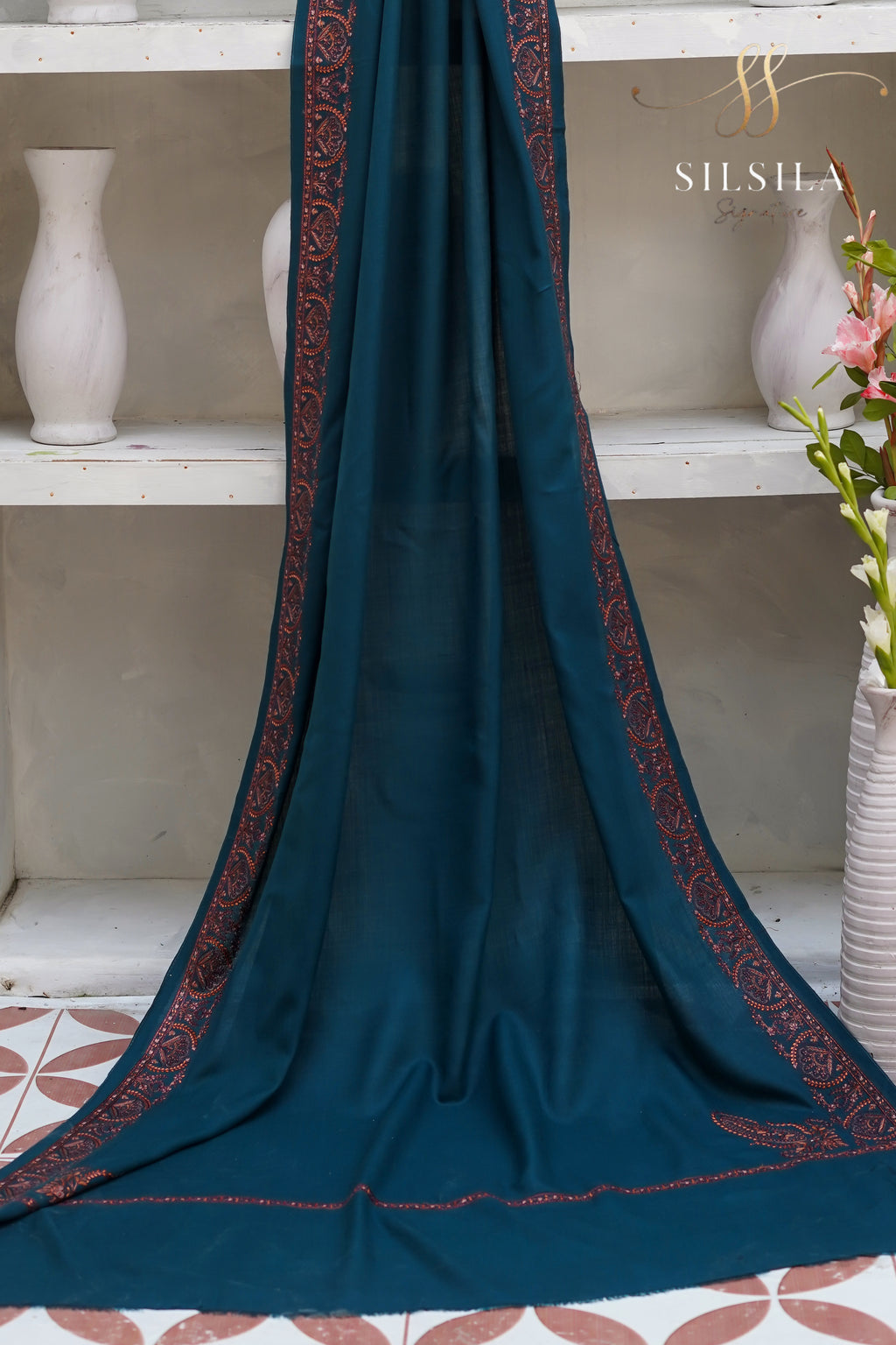 Teal Heritage Paisley Shawl