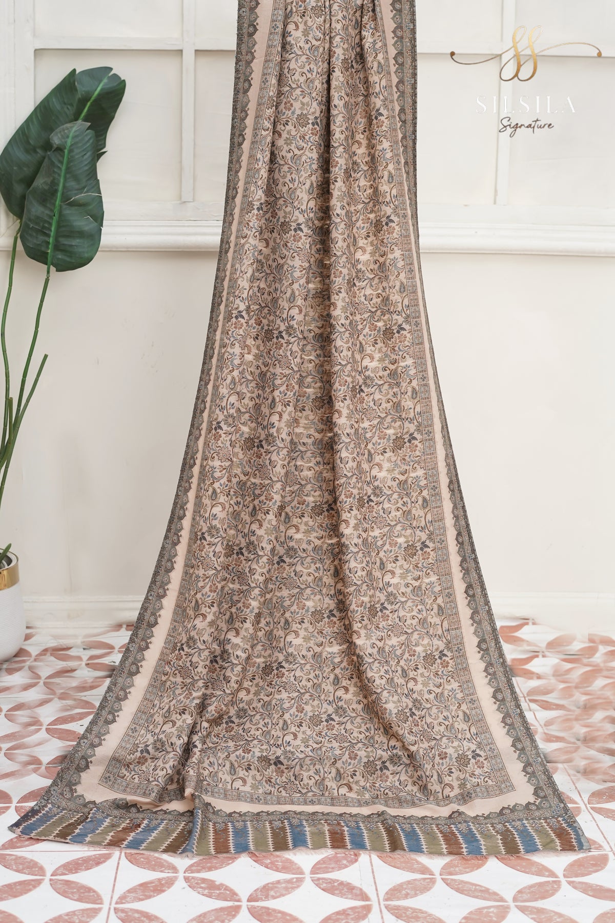 Ivory Garden Floral Shawl