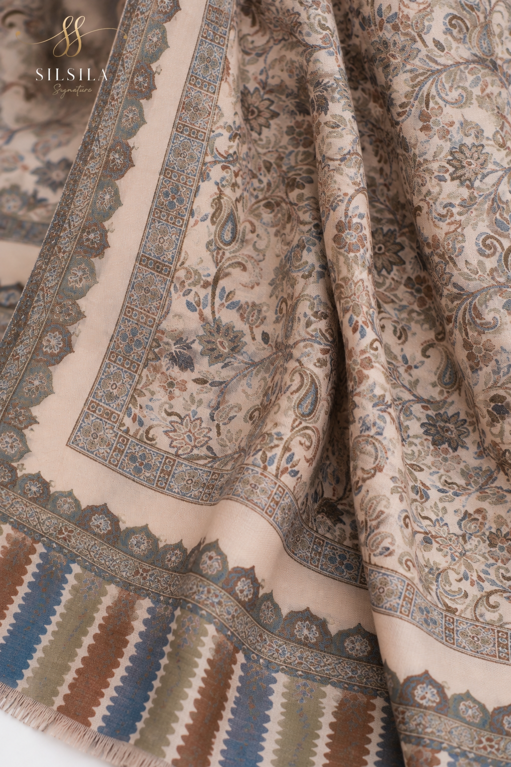 Ivory Garden Floral Shawl