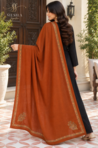 Burnt Orange Paisley Edge Shawl
