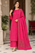 Fuchsia Blossom Embroidered Shawl