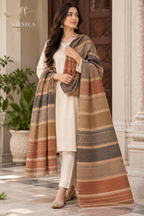 Earthy Stripe Patterned Shawl