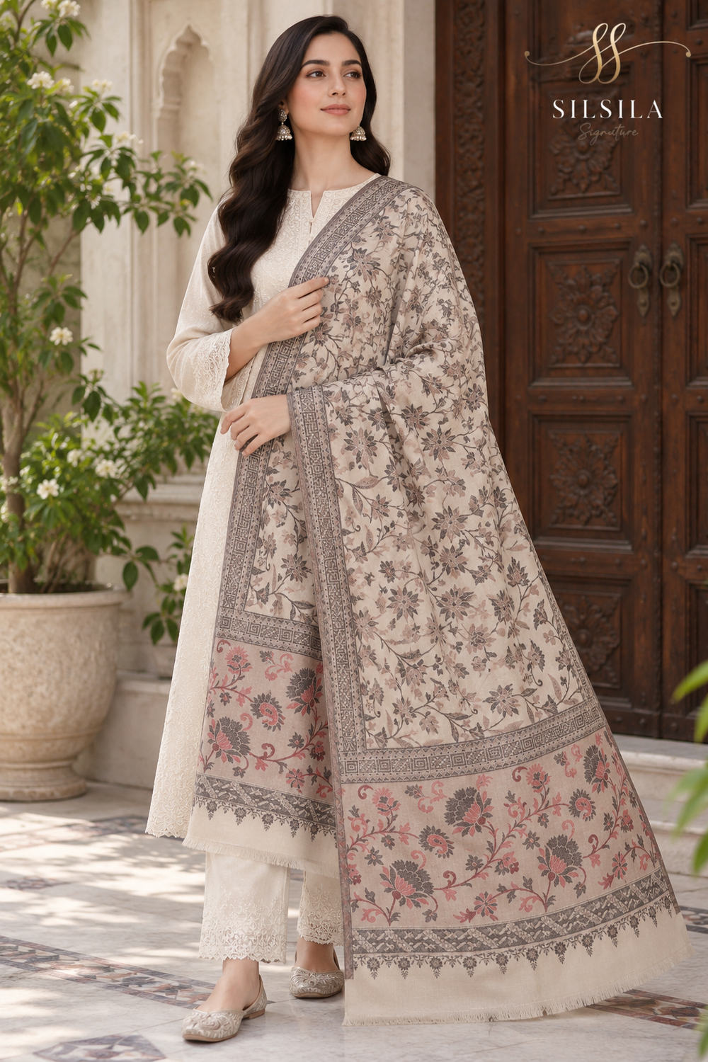 Rosewood Floral Heritage Shawl