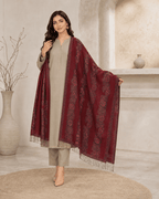 Maroon Floral Winter Shawl
