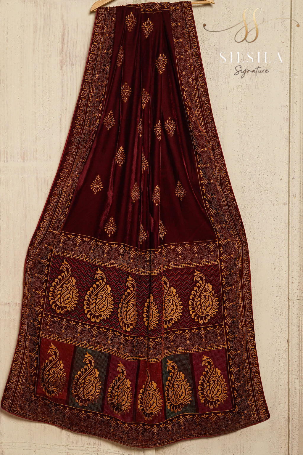 Maroon Paisley Winter Shawl