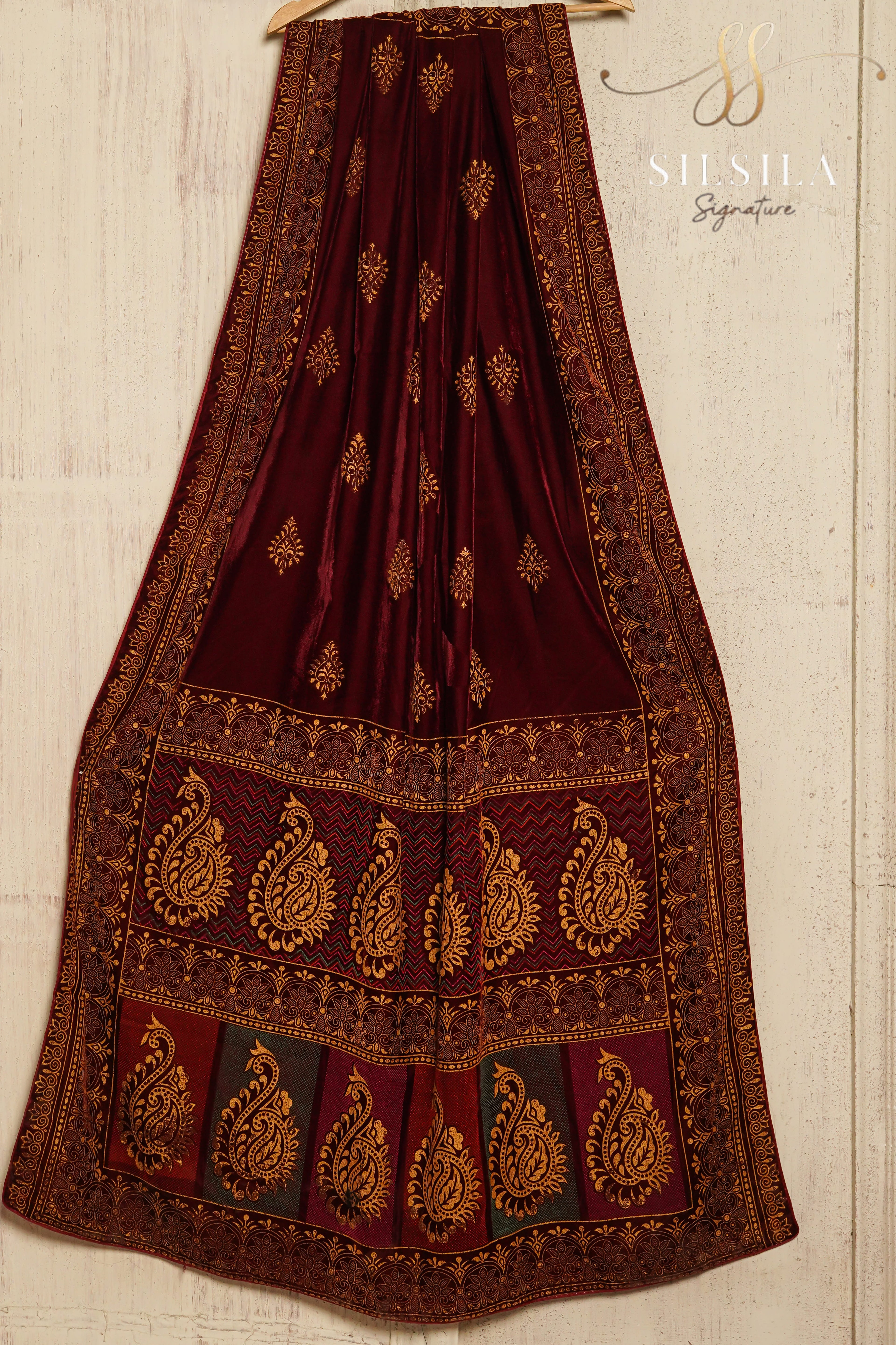 Maroon Paisley Winter Shawl