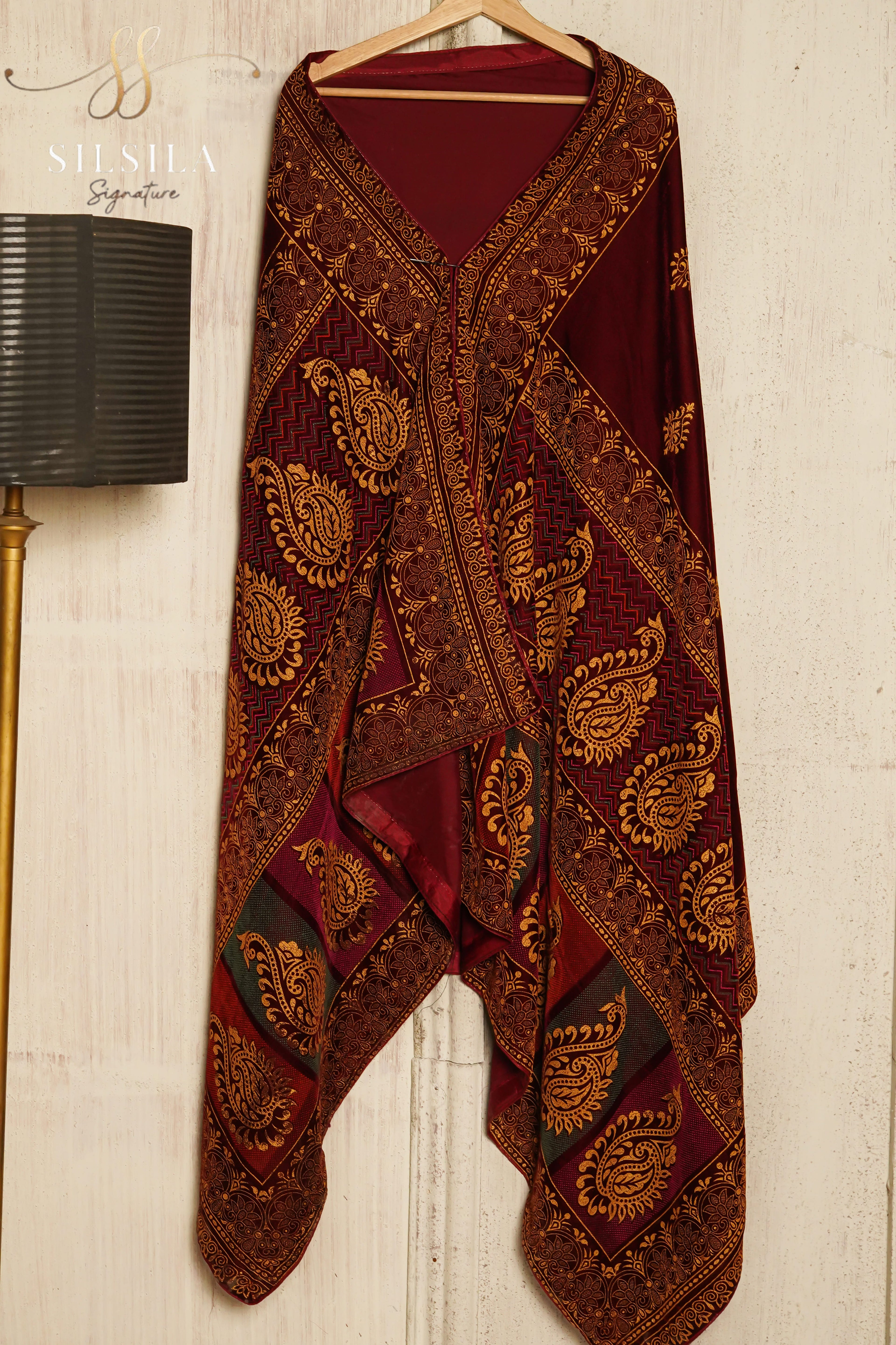 Maroon Paisley Winter Shawl