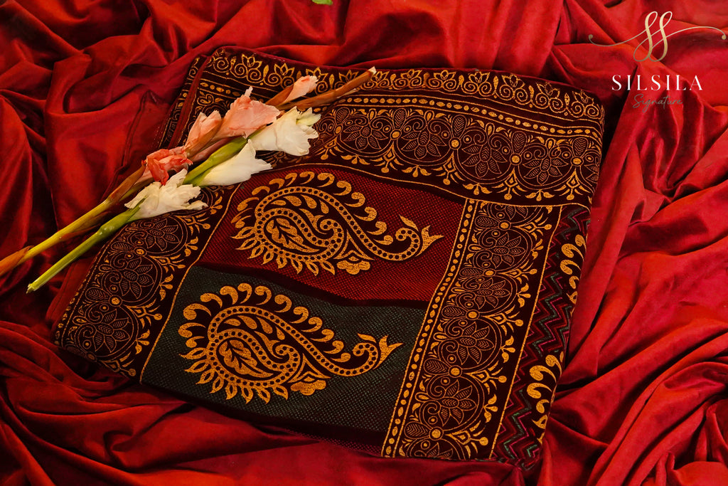 Maroon Paisley Winter Shawl