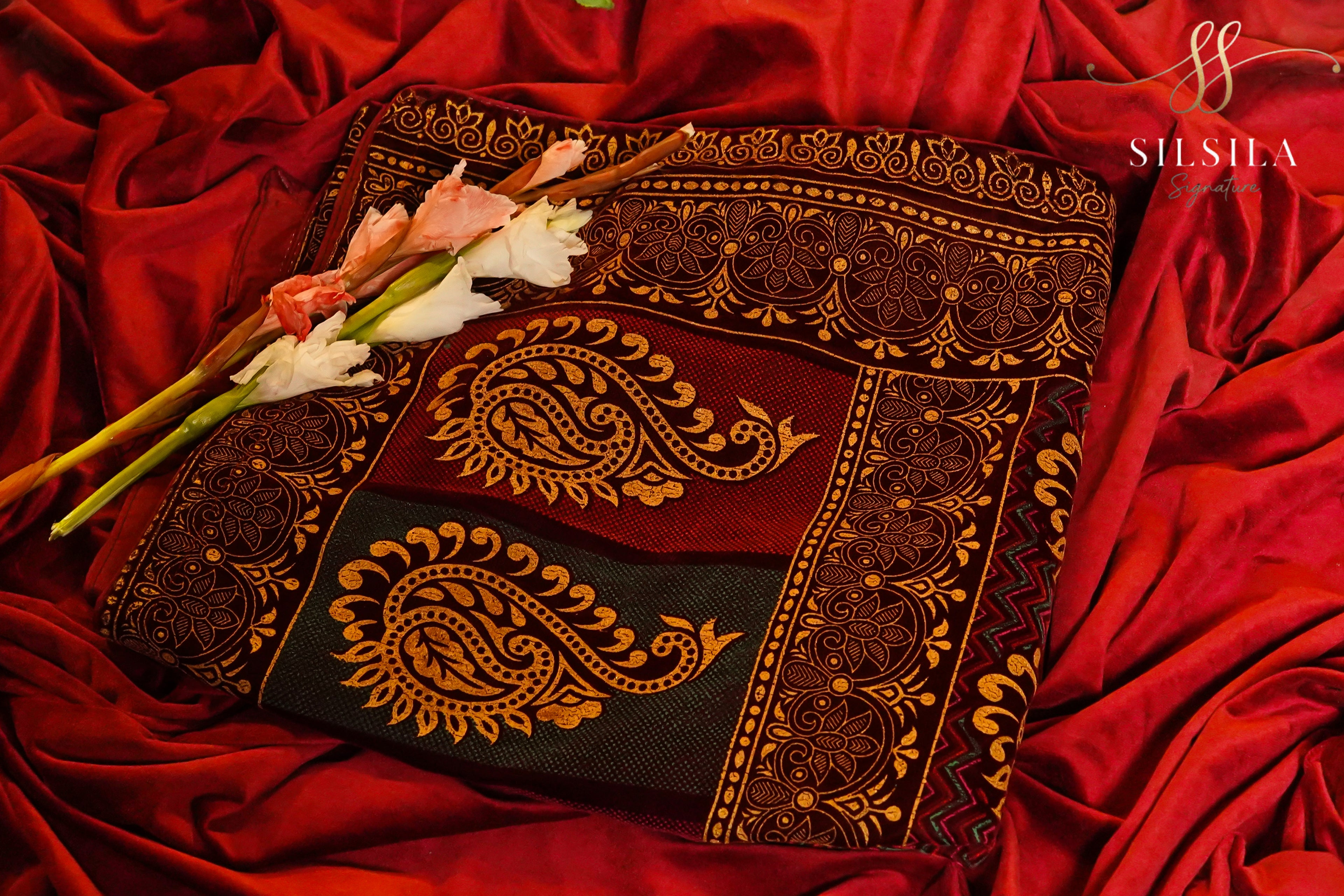 Maroon Paisley Winter Shawl