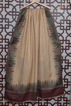 Beige Mocha Border Winter Shawl