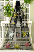 Black Floral Organza Dupatta