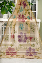 Champagne Floral Organza Dupatta