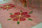 Pink Floral Organza Dupatta
