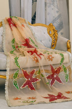 Peach Floral Organza Dupatta