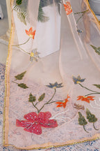 Blush Floral Organza Dupatta