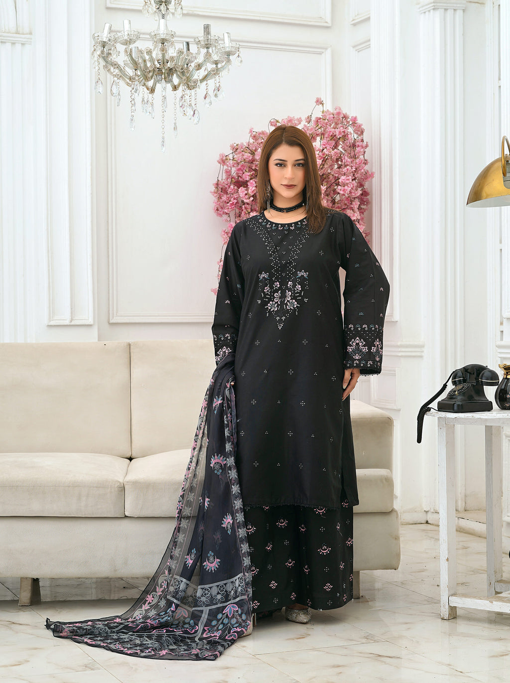 Silsila Signature Noir Bloom Embroidered Lawn Suit