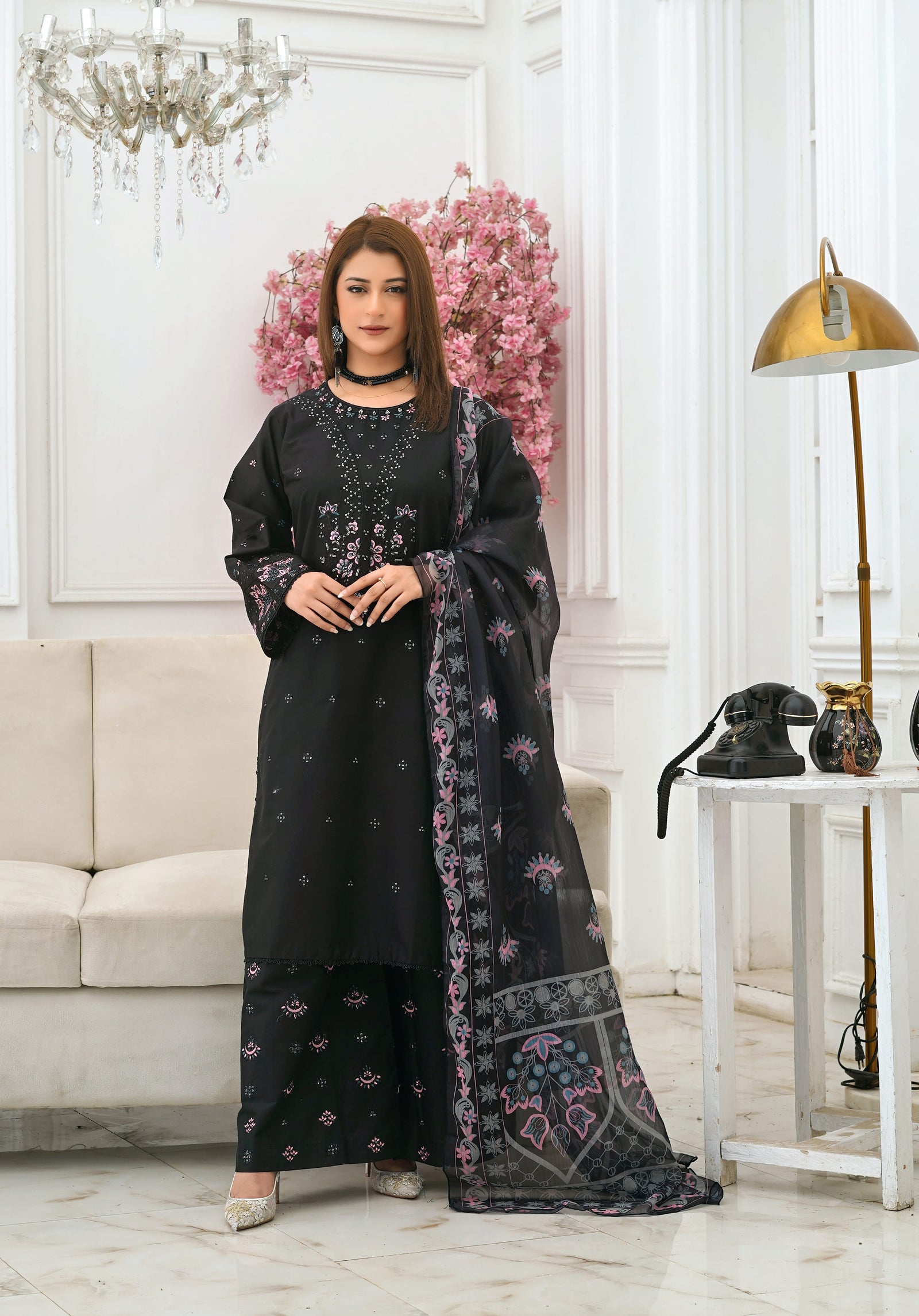 Silsila Signature Noir Bloom Embroidered Lawn Suit