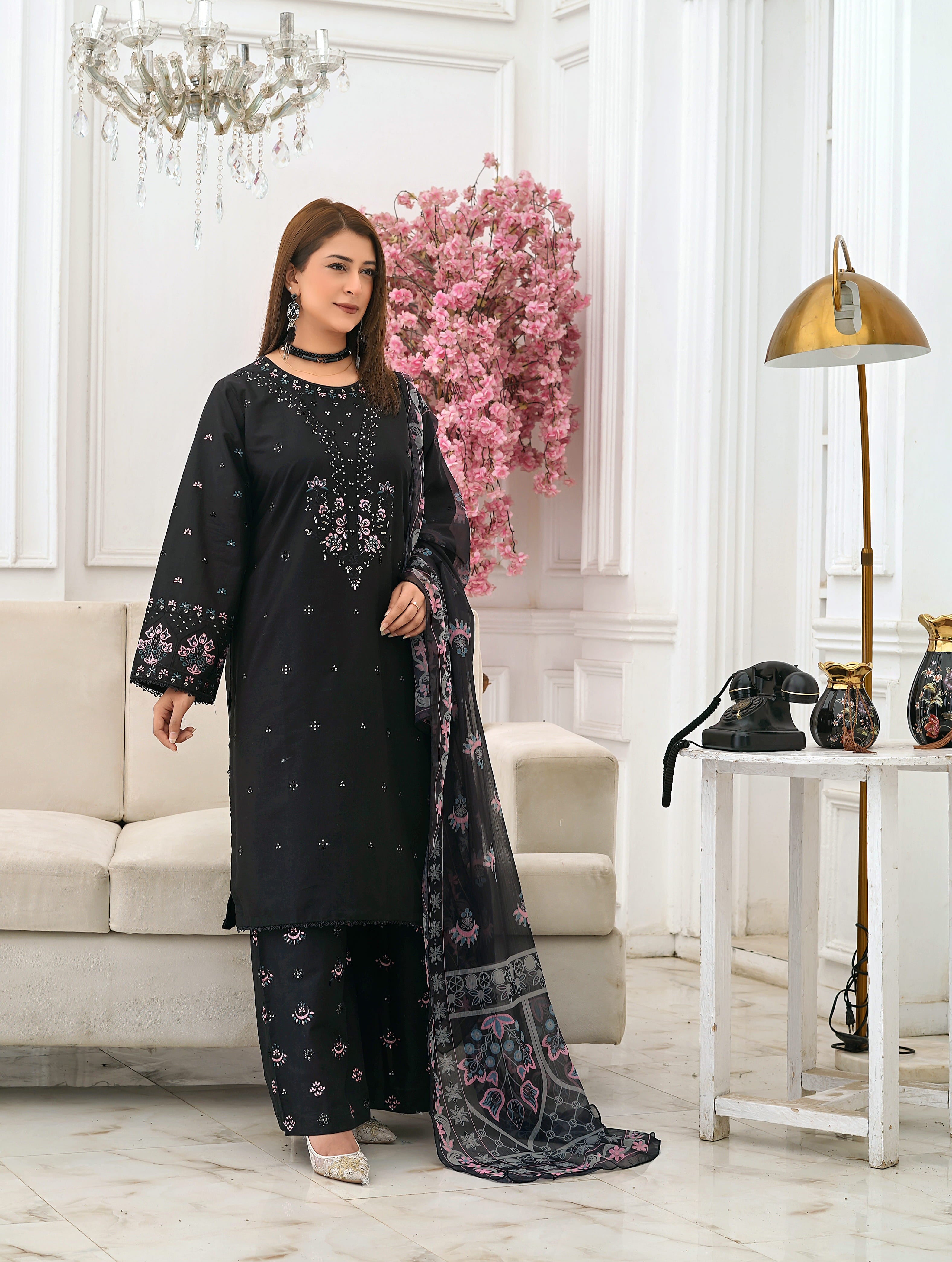 Silsila Signature Noir Bloom Embroidered Lawn Suit