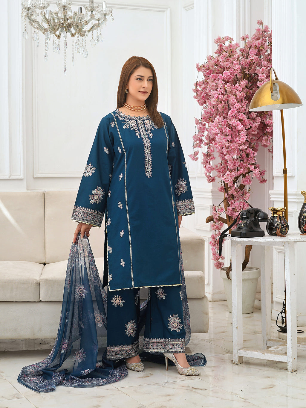 Silsila Signature Teal Royale Embroidered Lawn Suit