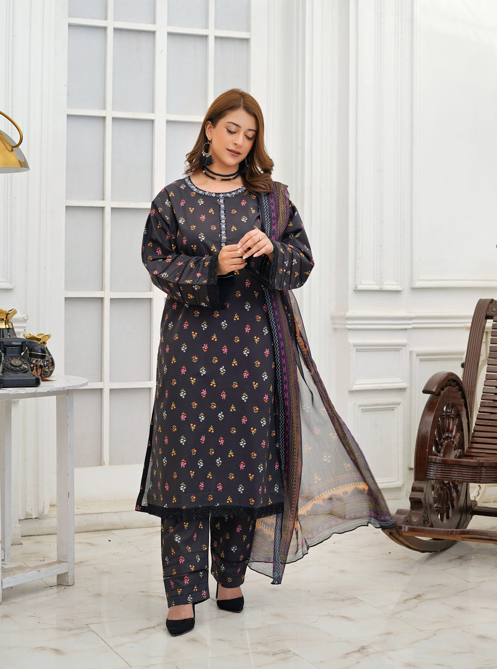 Silsila Signature Noir Garden 3-Piece Printed Lawn Suit
