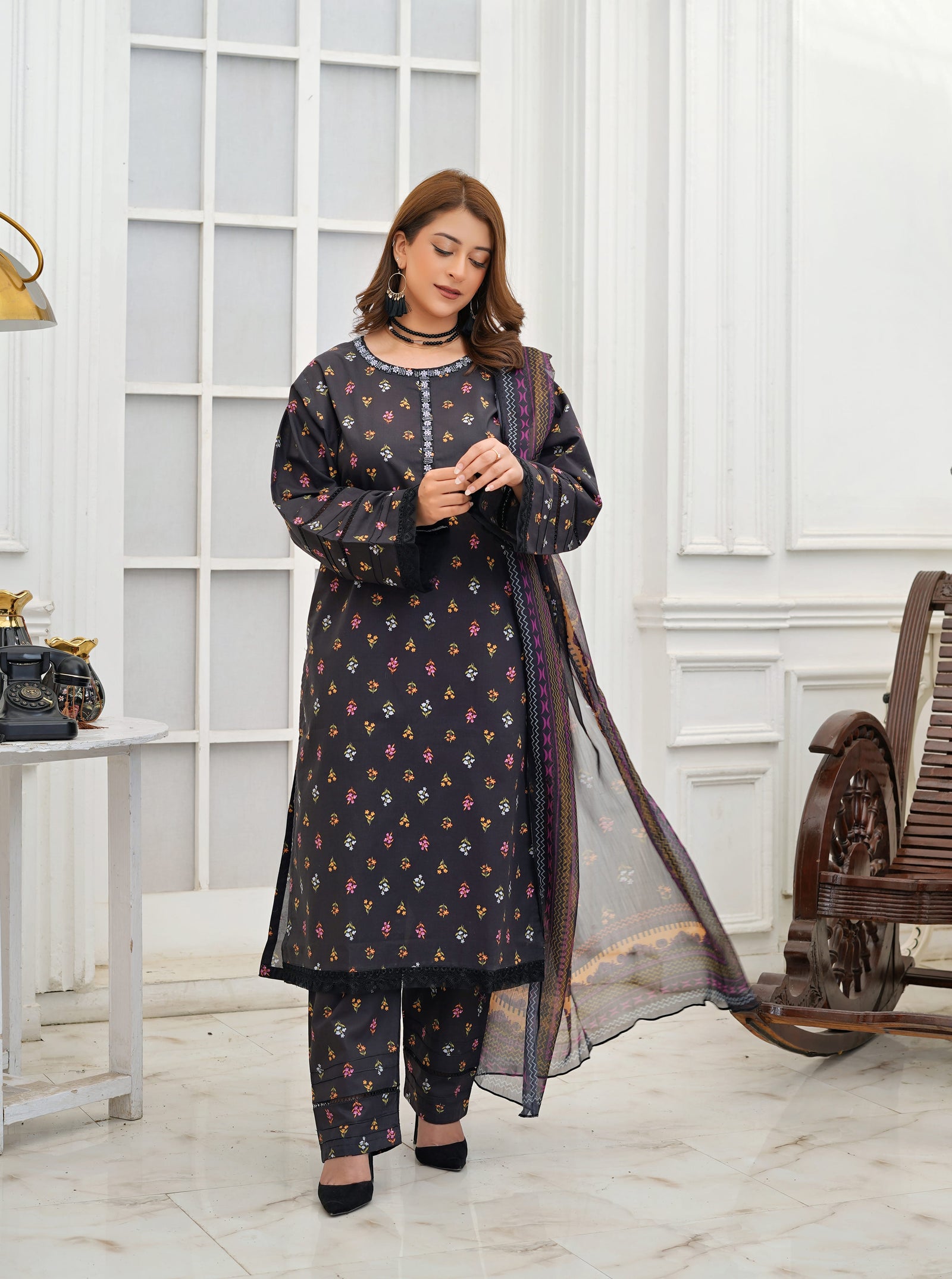 Silsila Signature Noir Garden 3-Piece Printed Lawn Suit