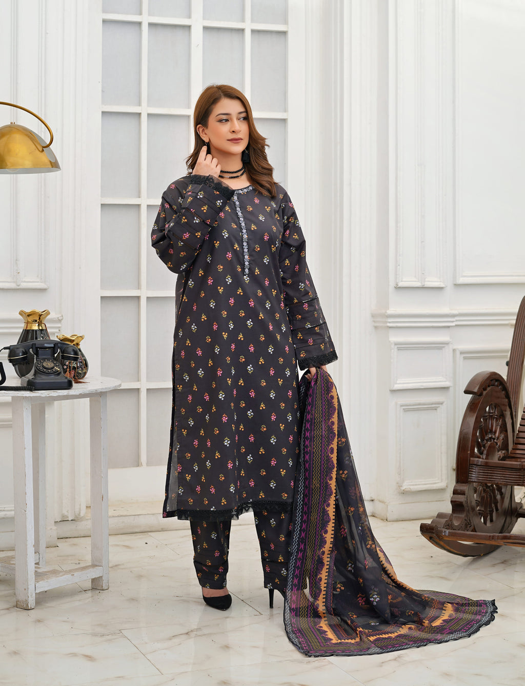 Silsila Signature Noir Garden 3-Piece Printed Lawn Suit