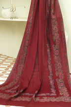 Maroon Floral Winter Shawl