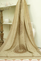 Beige Sunflower Motif Winter Shawl