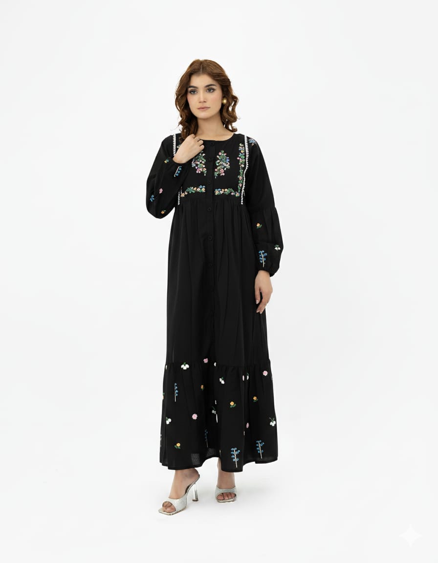 Silsila Signature Flora Gathered Embroidered Lawn Dress