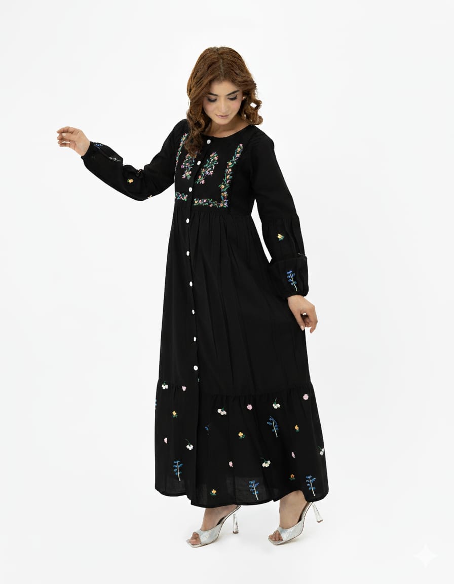 Silsila Signature Flora Gathered Embroidered Lawn Dress